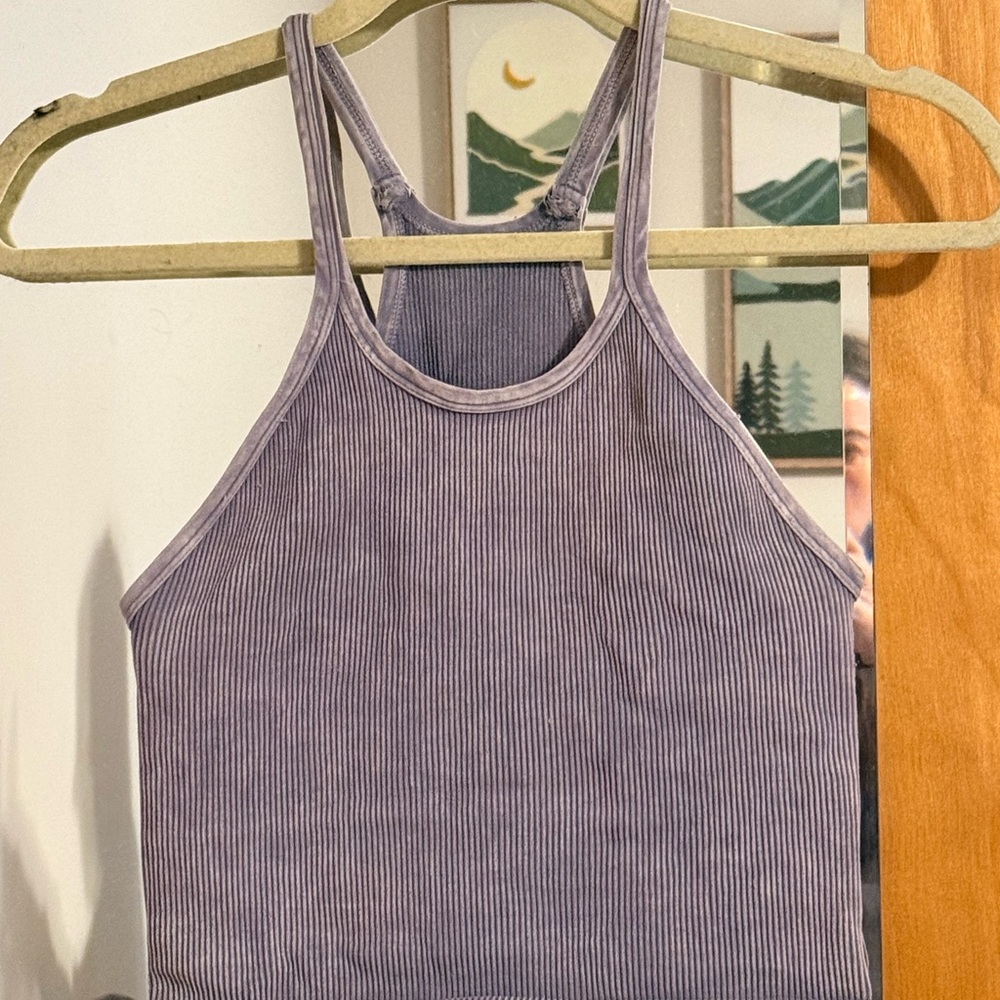 FP Movement by Free People Ribbed Racerback Tank Top in Charcoal Gray - Picture 2 of 4